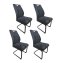 Modernes 4er Set Schwingstühle Dunkelgrau mit trendigem Cord-Bezug - 2