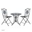 Bistro Sitzgruppe Metall schwarz Tisch mit 2 Stühlen Balkon Set mit Motiv Schiefer - 2