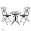 Bistro Sitzgruppe Metall schwarz Tisch mit 2 Stühlen Balkon Set mit Motiv - 2
