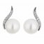 Ohrringe Gold 585 mit 2 weißen Perlen und 14x Brillant zus. 0,08ct. - 2