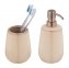 Bad-Accessoire Set Mod. Sirmione, beige, Keramik, 2-teilig, aus Keramik, kupferfarbene Details - 2