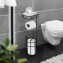 Toilettenpapierhalter mit Ersatzrollenhalter, Schwarz, mit Ablage - 2
