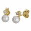 Ohrringe Gold 585 mit 2 echten Brillanten zus. 0,10ct. und weißen Perlen 5mm - 2