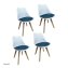Esszimmerstuhl Samt 4er Set Atlanta Weiß/Blau - 2