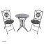 Bistro Sitzgruppe Metall schwarz Tisch mit 2 Stühlen Balkon Set mit Motiv Black and White - 2