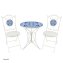 Bistro Sitzgruppe Metall Creme Tisch mit 2 Stühlen Balkon Set mit Motiv Santorin - 2