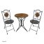 Bistro Sitzgruppe Metall schwarz Tisch mit 2 Stühlen Balkon Set mit Motiv Holz - 2