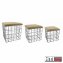 Korb, Metall, 3-er Set mit Samtdeckel - 2