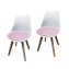 Esszimmerstuhl 2er Set Weiß mit Kunstledersitz Atlanta Rosa mit Ornament - 2