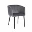 Esszimmerstuhl grau mit Samtbezug mit Armlehne und Metallgestell - 2