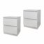 Nachtkommode 2er Set Weiß mit 2 grifflosen Schubladen - 2