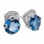 Ohrringe Gold 585 mit Blautopas (beh.) 6mm und 10 Brillanten zus. 0,04ct. - 2