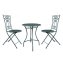 Bistro Sitzgruppe Metall weiß Tisch mit 2 Stühlen Balkon Set Gartenmöbel - 2