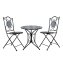 Bistro Sitzgruppe Metall schwarz Tisch mit 2 Stühlen Balkon Set mit Motiv Schiefer - 2