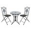 Bistro Sitzgruppe Metall schwarz Tisch mit 2 Stühlen Balkon Set mit Motiv - 2