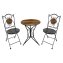 Bistro Sitzgruppe Metall schwarz Tisch mit 2 Stühlen Balkon Set mit Motiv Holz - 2