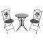 Bistro Sitzgruppe Metall schwarz Tisch mit 2 Stühlen Balkon Set mit Motiv Black and White - 2