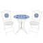 Bistro Sitzgruppe Metall Creme Tisch mit 2 Stühlen Balkon Set mit Motiv Santorin - 2