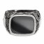 Ring Silber 925 oxydiert mit Totenkopf-Motiv und schwarzem Onyx - 2