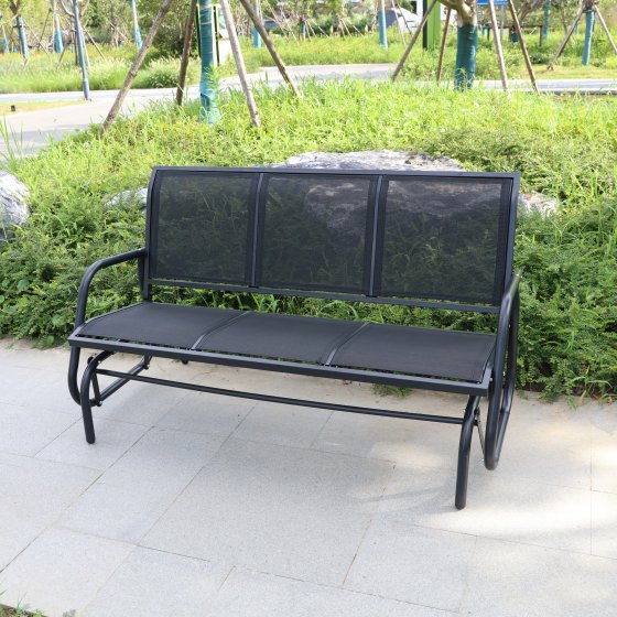 3-Sitzer Garten Schaukelbank, ca. 151 x 70 x 83 cm – Schwarz 
