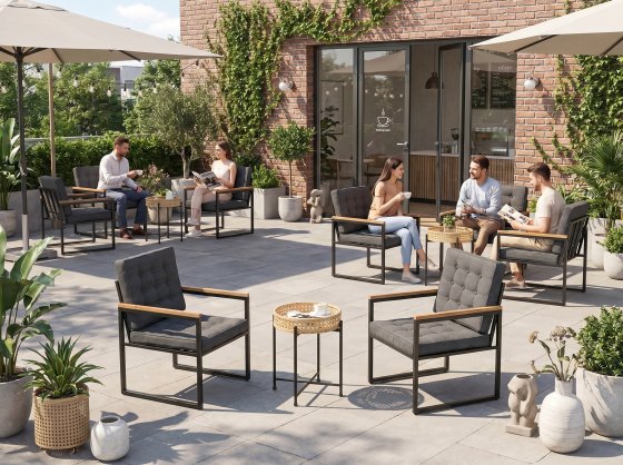 7tlg. Bistro-Set inkl. Kissen 