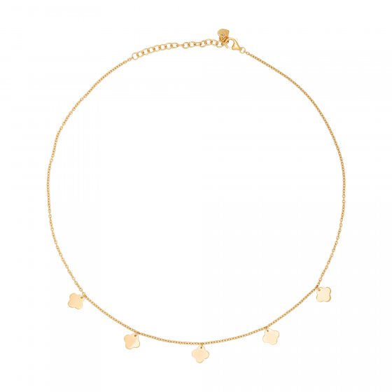 Collier 925 Sterling Silber gelb vergoldet Anhänger Clover Kleeblatt 