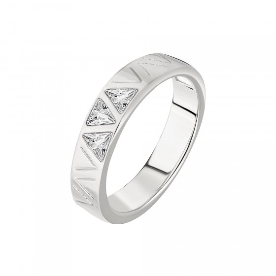 Ring 925 Sterling Silber rhodiniert mit Zirkonia Dreiecken 