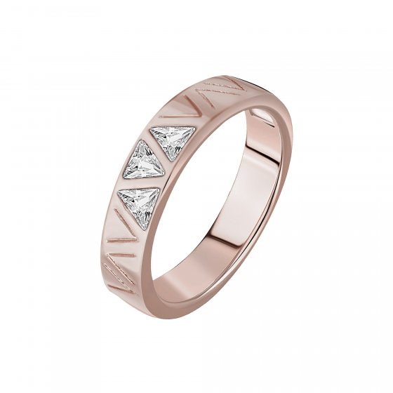 Ring 925 Sterling Silber rosé vergoldet mit Zirkonia Dreiecken 