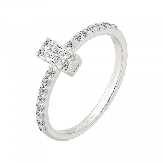 Ring 925 Sterling Silber rhodiniert mit Zirkonia 