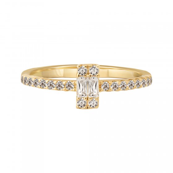 Ring 925 Sterling Silber gelb vergoldet mit Zirkonia 