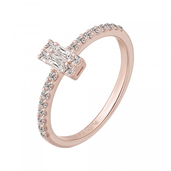 Ring 925 Sterling Silber rosé vergoldet mit Zirkonia 