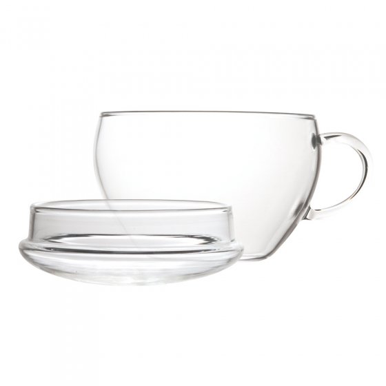 Glastasse mit Deckel 