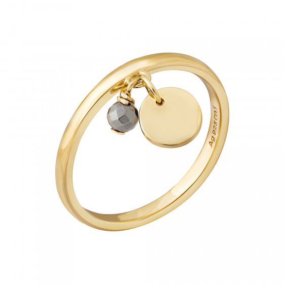 Ring 925 Silber vergoldet Anhänger Hämatit Plättchen 