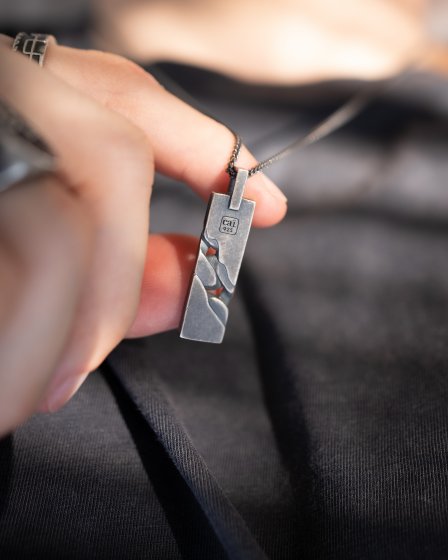 Anhänger mit Kette 925/- Sterling Silber rhodiniert oxidiert 