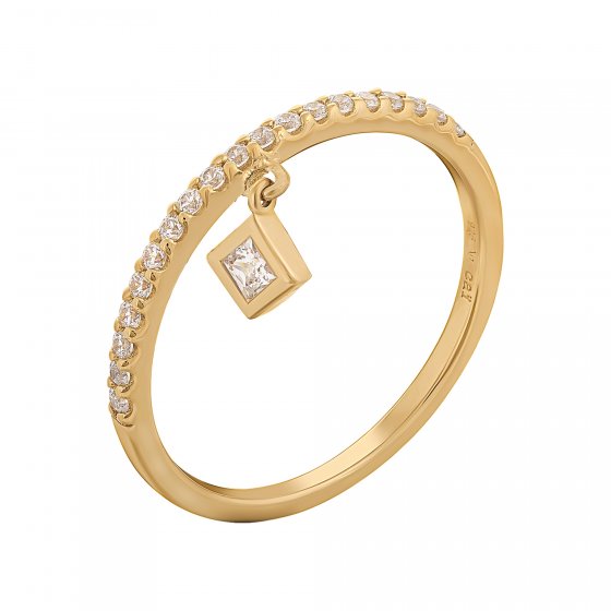 Ring 925 Silber vergoldet mit Anhänger Raute Zirkonia 