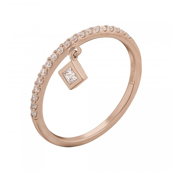 Ring 925 Sterling Silber rosé vergoldet Anhänger Raute Zirkonia 