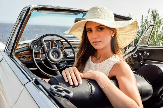 Creole 925 Sterling Silber gelb vergoldet Kleeblatt klein 