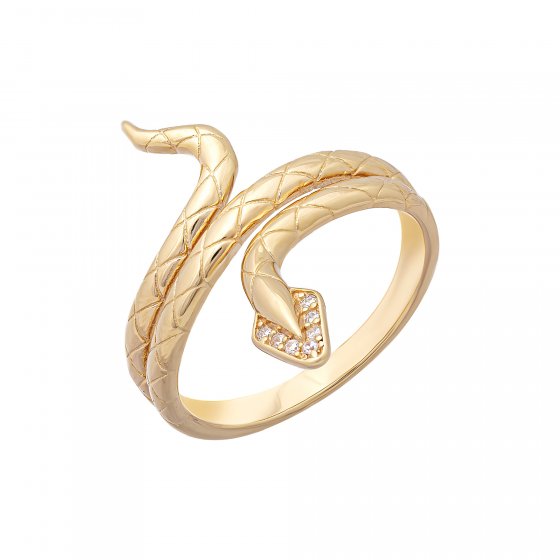 Ring 925 Silber vergoldet Schlange mit Zirkonia 