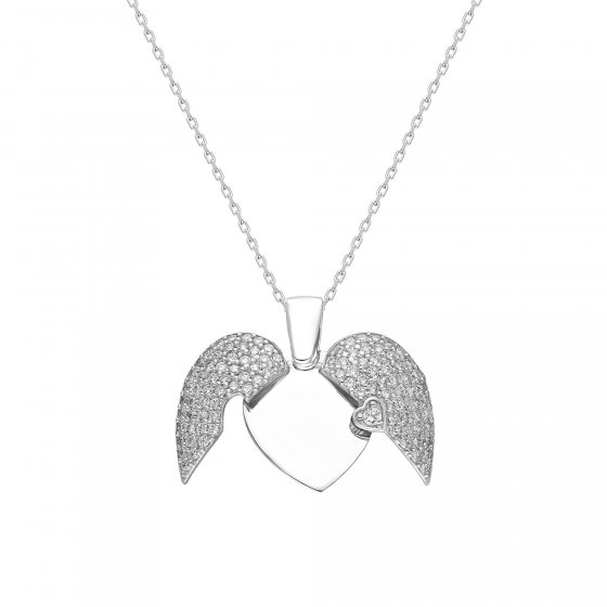 Anhänger mit Kette 925/- Sterling Silber rhodiniert Glänzend 38+5cm Zirkonia Weiß 