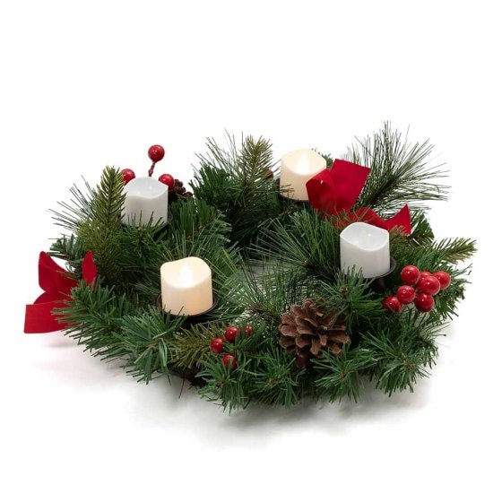 Weihnachtskranz mit 4 LED-Kerzen 