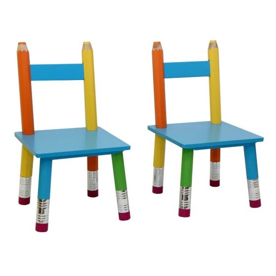Sitzgruppe aus Holz für Kinder Buntstift 