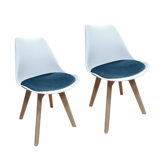 Design-Stühle mit Kunststoffschale und Samt-Sitzki Skandinavischer Look für Esszimmer und Küche 