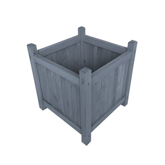 Holz-Pflanzkasten in Graublau Blumenkübel für Garten, Terrasse und Balkon 