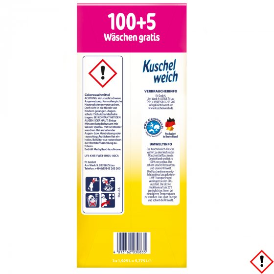 Kuschelweich Colorwaschmittel flüssig Glücksmoment XXL 105WL 5775ml 