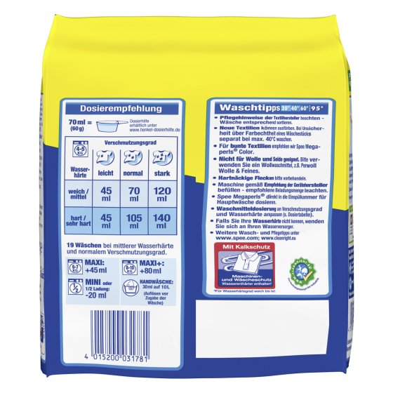 Spee Megaperls Waschmittel Parfümtechnologie 19 WL 4in1 1140g 5er Pack 