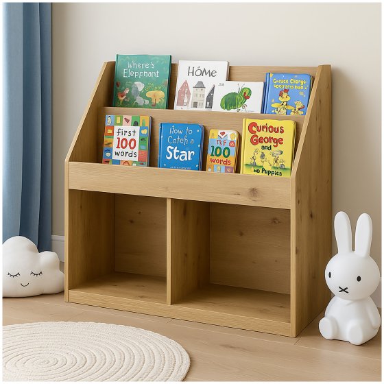 Kinderregal Aufbewahrungsregal mit 5 Fächern Bücherregal für Kinderzimmer Artisaneiche 