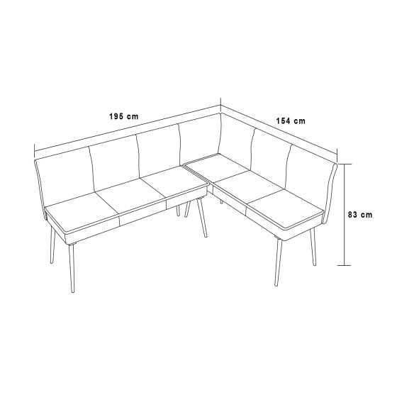 Eckbank 195 x 154 cm Mesilla Blaugrau kurzer Schenkel rechts 