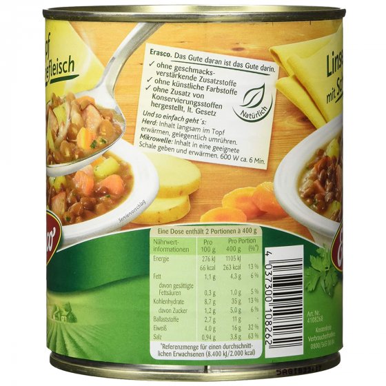 Erasco Linsentopf mit Schweinefleisch deftig und lecker 800g 