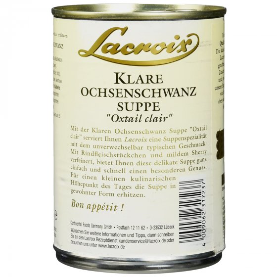 Lacroix Ochsenschwanz Suppe klar mit zartem Rindfleisch 400ml 