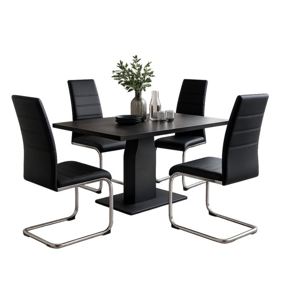 Esszimmerstuhl SallyC Kunstleder 4er-Set Schwarz 